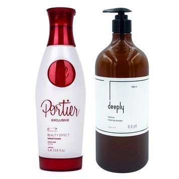 Кератин Portier Exclusive + Deeply Hardcore Cleansing Shampoo 8.0 pH 1000+1000 мл